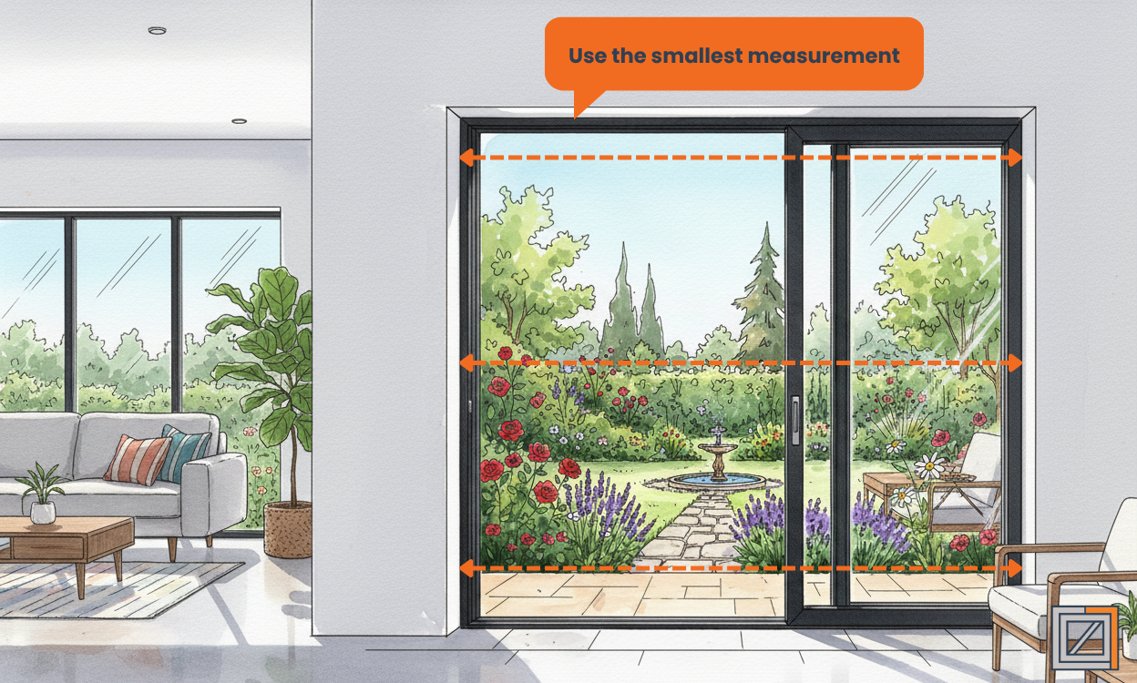 Image showing the width of a sliding door.